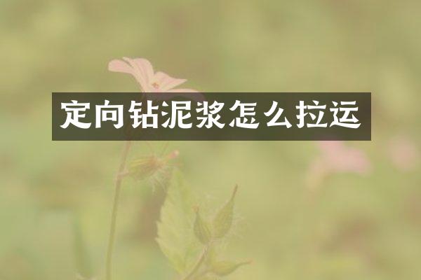 定向鉆泥漿怎么拉運(yùn)