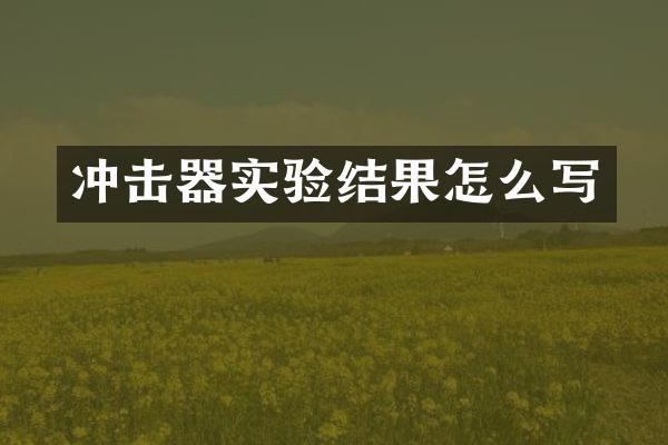 沖擊器實驗結(jié)果怎么寫