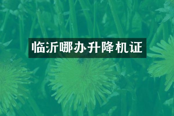 臨沂哪辦升降機證