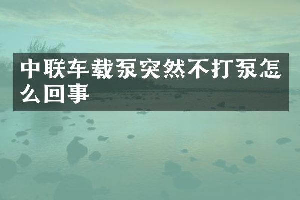 中聯(lián)車載泵突然不打泵怎么回事