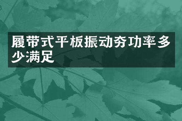 履帶式平板振動夯功率多少滿足