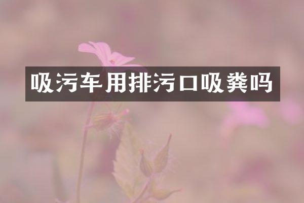 吸污車用排污口吸糞嗎