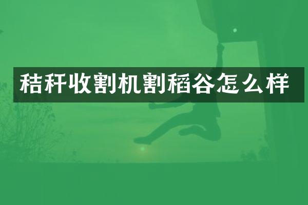 秸稈收割機割稻谷怎么樣