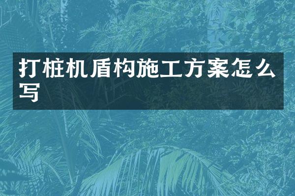 打樁機盾構(gòu)施工方案怎么寫