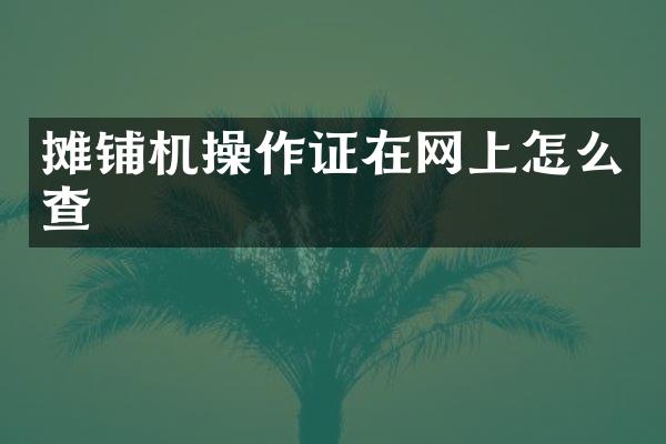 攤鋪機(jī)操作證在網(wǎng)上怎么查