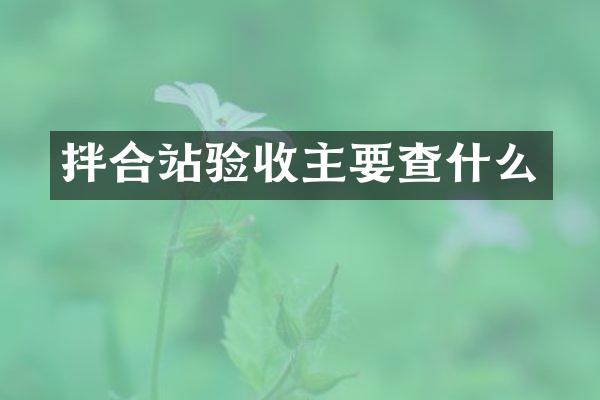 拌合站驗(yàn)收主要查什么