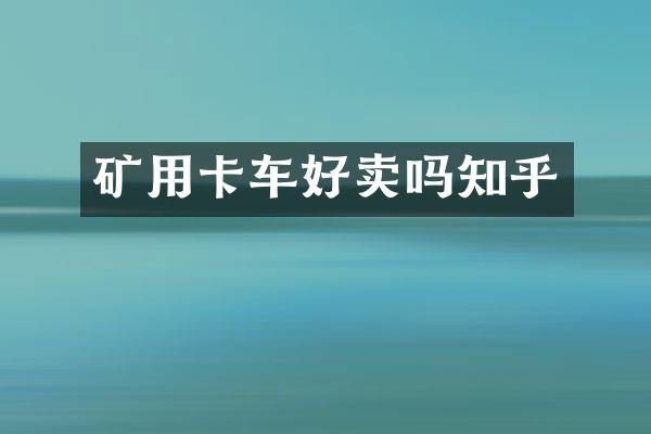 礦用卡車好賣嗎知乎