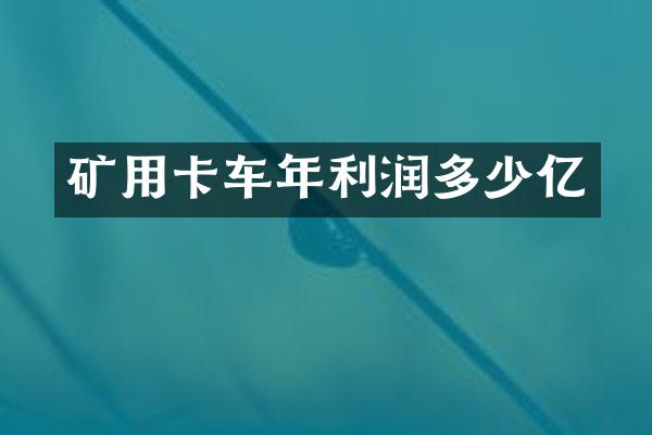 礦用卡車年利潤多少億