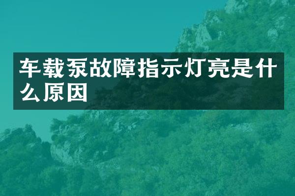 車載泵故障指示燈亮是什么原因