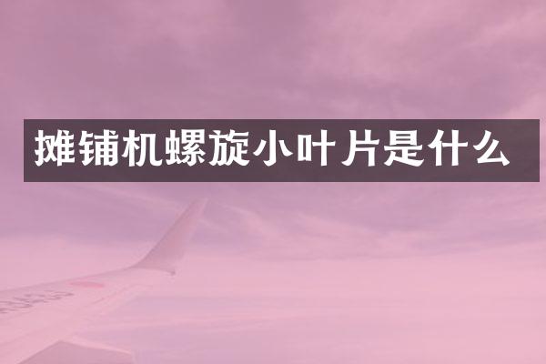 摊铺机螺旋小叶片是什么