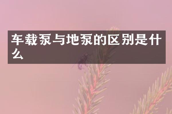 車載泵與地泵的區(qū)別是什么