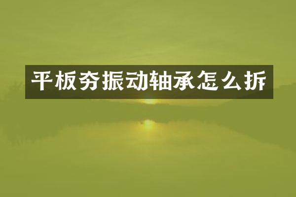 平板夯振動軸承怎么拆