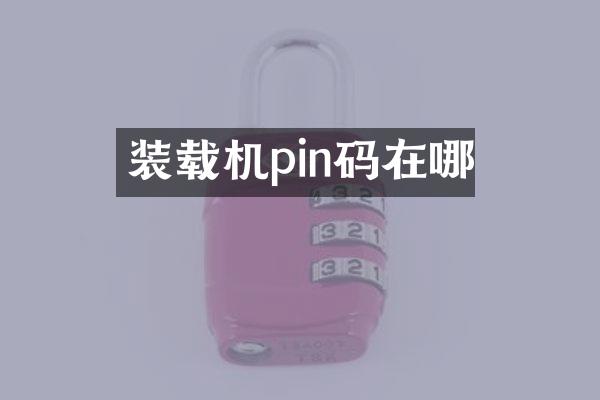 裝載機pin碼在哪