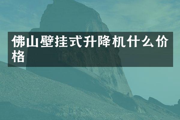 佛山壁掛式升降機什么價格