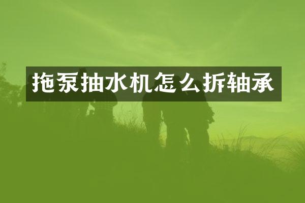 拖泵抽水機怎么拆軸承