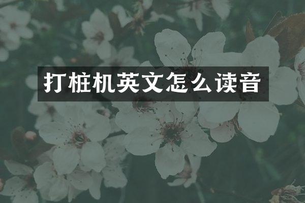 打樁機英文怎么讀音