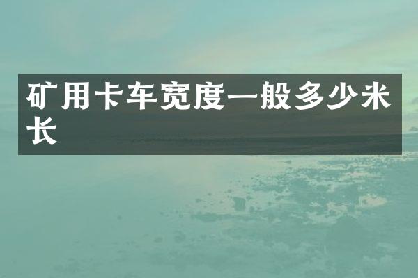 礦用卡車寬度一般多少米長