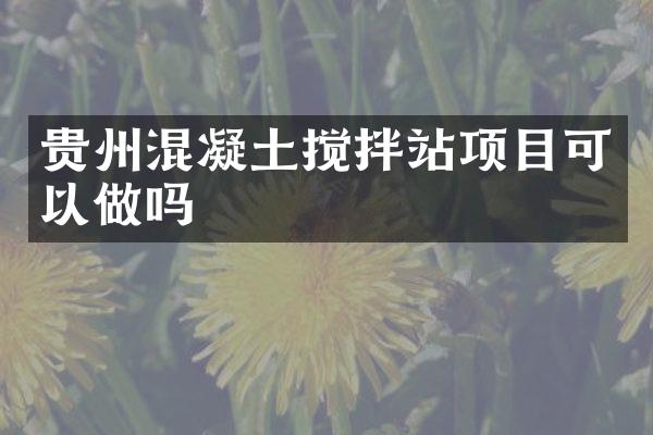 貴州混凝土攪拌站項(xiàng)目可以做嗎