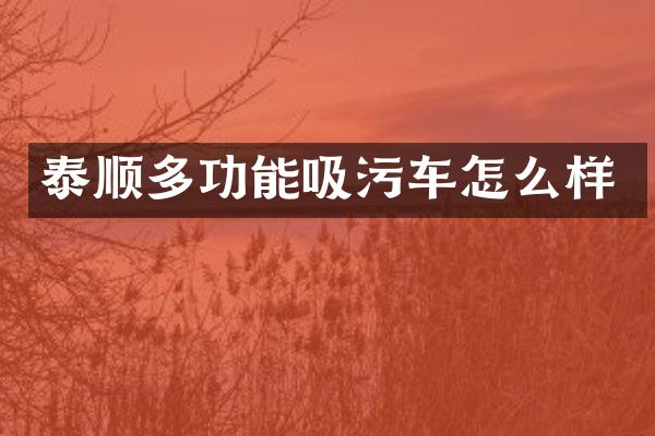 泰順多功能吸污車怎么樣
