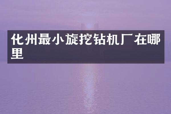 化州最小旋挖钻机厂在哪里