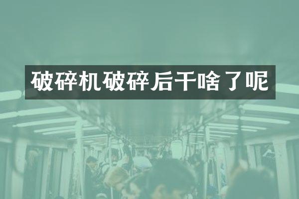 破碎機破碎后干啥了呢