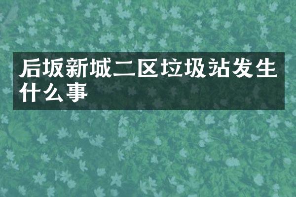 后坂新城二區(qū)垃圾站發(fā)生什么事