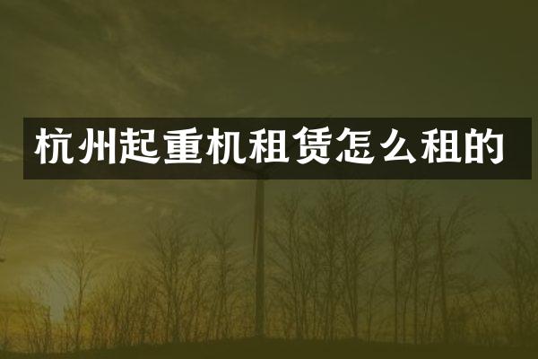 杭州起重機租賃怎么租的