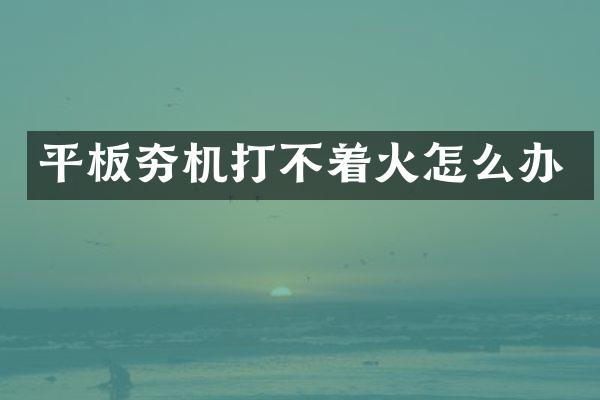 平板夯機打不著火怎么辦