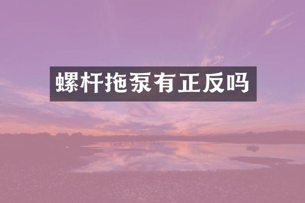 螺桿拖泵有正反嗎