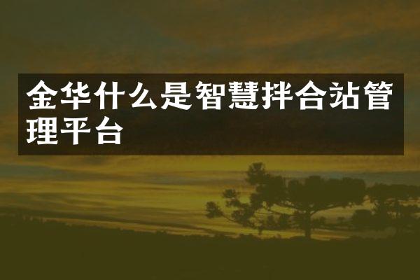 金華什么是智慧拌合站管理平臺(tái)