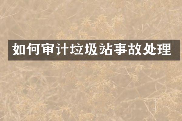 如何審計垃圾站事故處理