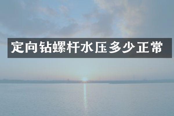 定向鉆螺桿水壓多少正常