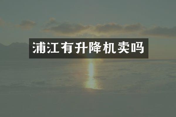 浦江有升降機(jī)賣嗎