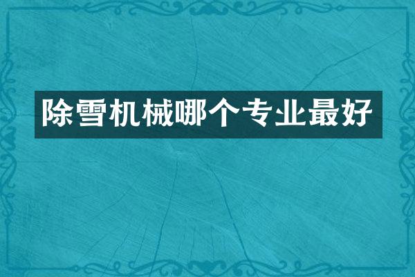 除雪機械哪個專業(yè)最好