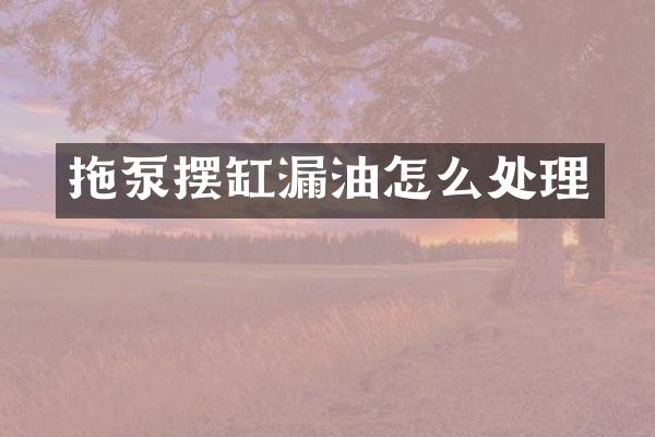 拖泵擺缸漏油怎么處理