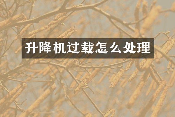 升降機(jī)過(guò)載怎么處理