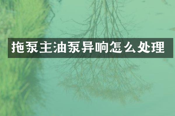 拖泵主油泵異響怎么處理