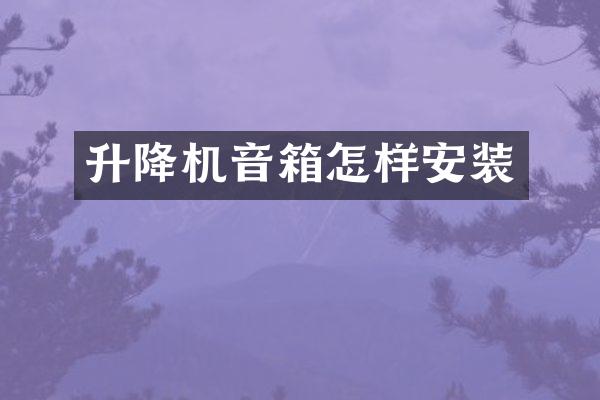 升降機(jī)音箱怎樣安裝