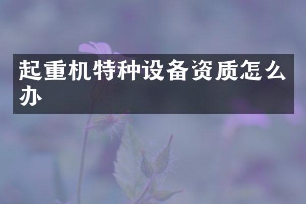 起重機特種設(shè)備資質(zhì)怎么辦