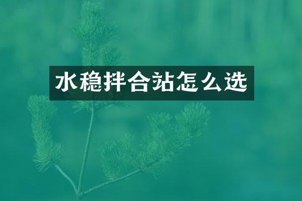 水穩(wěn)拌合站怎么選