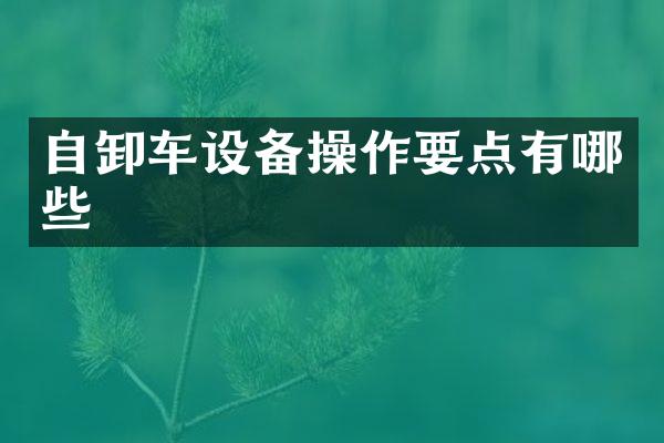 自卸車設(shè)備操作要點有哪些