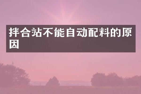 拌合站不能自動配料的原因