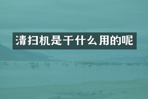 清掃機是干什么用的呢