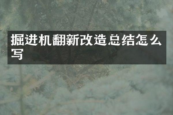 掘進機翻新改造總結(jié)怎么寫