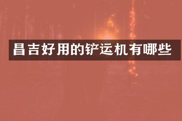 昌吉好用的铲运机有哪些
