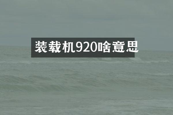 裝載機(jī)920啥意思