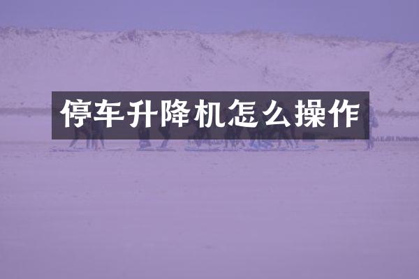 停車(chē)升降機(jī)怎么操作