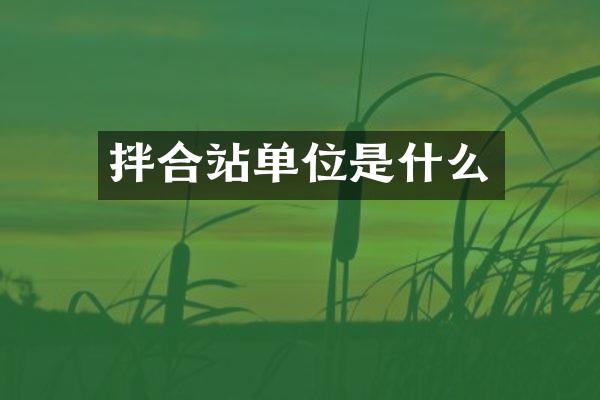 拌合站單位是什么