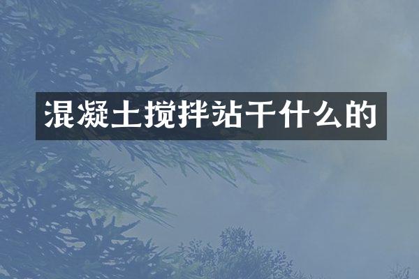 混凝土攪拌站干什么的