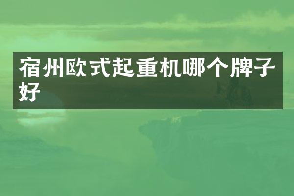 宿州欧式起重机哪个牌子好